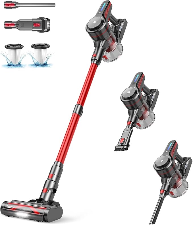 Cordless Vacuum Cleaner Stick Vacuum with Powerful Suction 45Mins Runtime Vacuum Cleaners for Home Anti-tangle and 1.5L Dust Cup 6 in 1 Lightweight Vacuum for Hardwood Floor Carpet Pet Hair