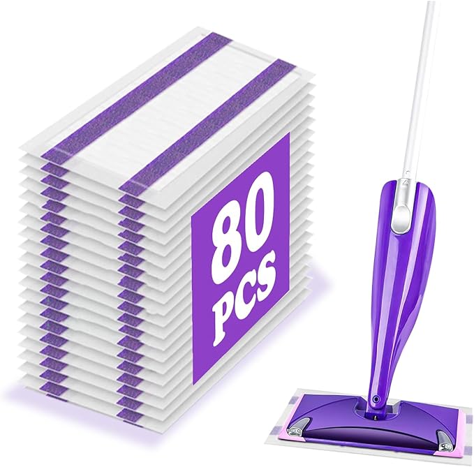 Mop Pad Refill Compatible with WetJet Spray Mop Wet Jet Mopping Pads for All Purpose Multi Surface Hardwood Floor Cleaning 4 Layers Thickened and Super Absorbent 80 Count