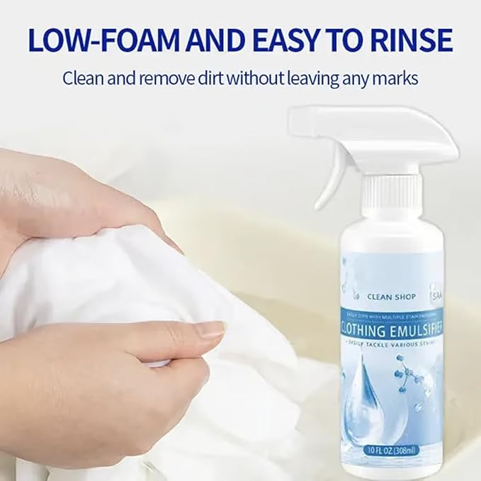 Clothing Emulsifier Non-Ionic Laundry Pre-Treatment - Your Go-To Laundry Cleaner 10 Fl Oz Powerful Fabric Stain Remover Dry-Clean Spray Cleaner Decontamination For Grease Oil and Food (3Pc)