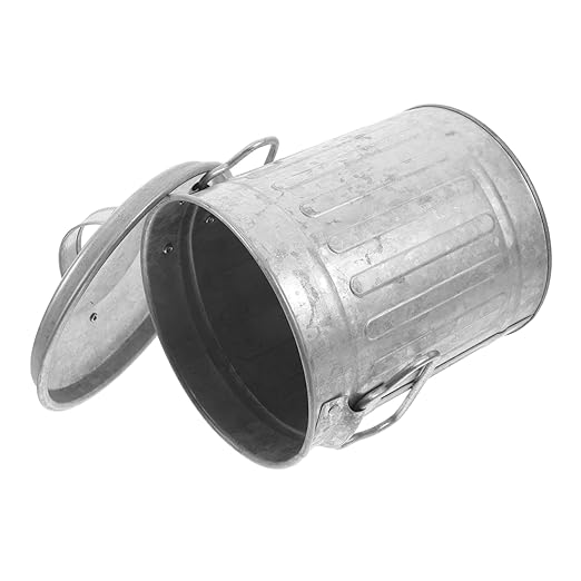 Small Vintage Decorative Trash Bin for Bedroom Thick Desktop Rubbish Can Multi Use Bucket Shaped Wastebasket for Desk and Indoor Plant Holder