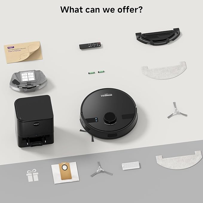 MONSGA Robot Vacuum and Mop Combo 6000Pa Robotic Vacuum with 3.5L Self Emptying Station Lidar Navigation Robot Vacuum Cleaner 180mins Runtime APP/Remote/Voice Control for Hard Floors and Carpets