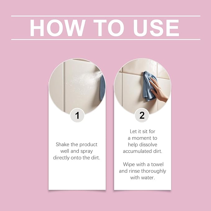 Bathroom Cleaner Foam Spray Pink Limescale &amp Soap Scum Remover No-Rinse Descaler for Toilet Shower Sink Bathtub Tile &amp Glass Surfaces Powerful Yet Gentle Formula (2Pcs)