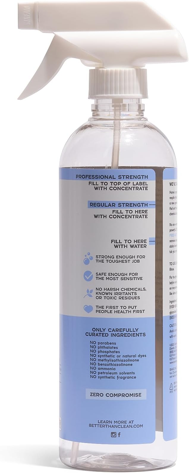 Better Than Clean™ Bath and Shower Cleaner Starter Pack – Fragrance Free Plant-Based Non-Toxic Bathroom Cleaner with 8oz Concentrate &amp 16oz Empty Refillable Spray Bottle