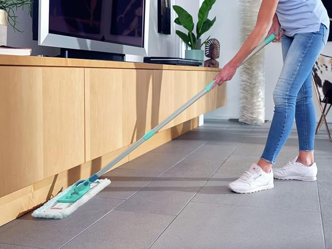 Leifheit Profi XL Micro Duo + Duster Static Floor Wiper (Turquoise Wood Marble Tile)