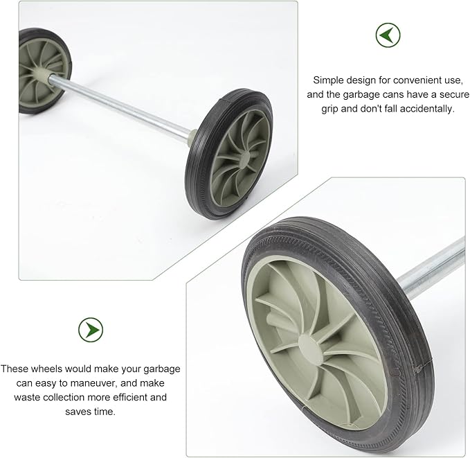 Operitacx Small Trash Can Replacement Wheel Garbage Bin Wheel Wastebasket Pulley Wheel Replacement Parts for Garden Street Patio Trash Can (Wheel Diameter 7 inches)