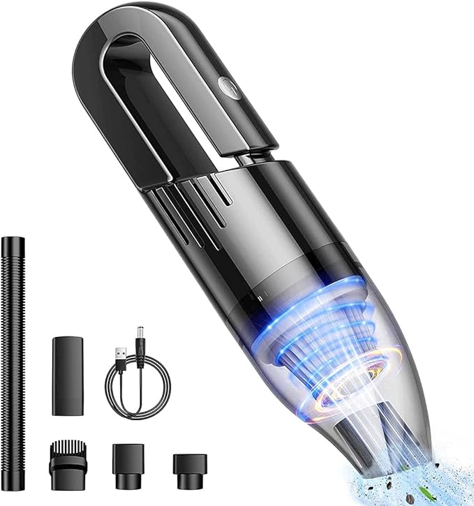 Handheld Car Vacuum Portable Cordless Dust Buster Rechargeable High Power Suction Mini Hand Held Vacuum Cleaner with Washable HEPA Filter Multi-Nozzles Lightweight Hand Vacuum for Car Home Office
