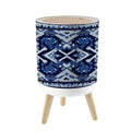 Small Trash Can with Lid Navy Blue Indigo Geometric ethnic oriental seamless thai traditional 1.8 Gallon/7L Garbage Can Waste Bin with Press Top Lid Legs Waste Basket for Bathroom Kitchen Bedroom