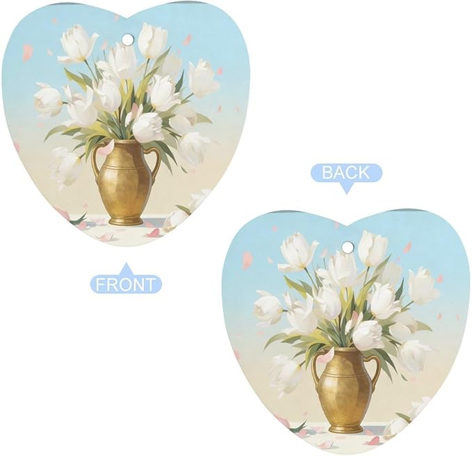 5PCS Car Air Freshener Hanging Personalized Double Sided White Tulip Car Fresheners Long Lasting New Cars Scents Cute Automotive Freshies for Closets Drawers (tea)