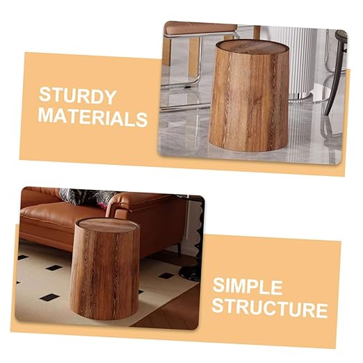 Happyyami Imitation Wood Grain Trash Can Swing Lid Multipurpose Wastebasket for Home Office Bathroom Bedroom and Kitchen Stylish and Functional Design