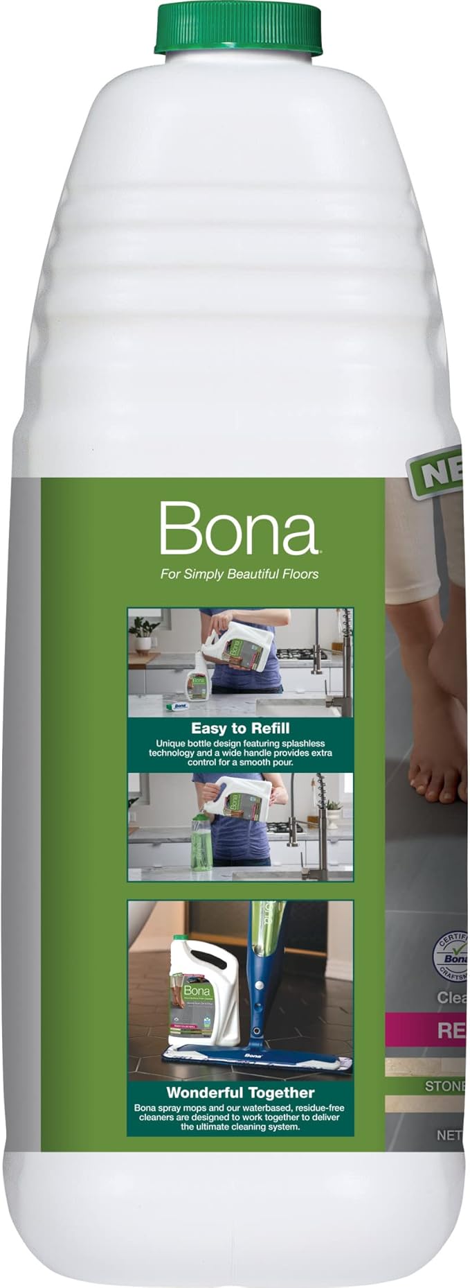 Bona Hard-Surface Floor Cleaner Refill for Stone Tile Laminate and Vinyl LVT/LVP 4 pack