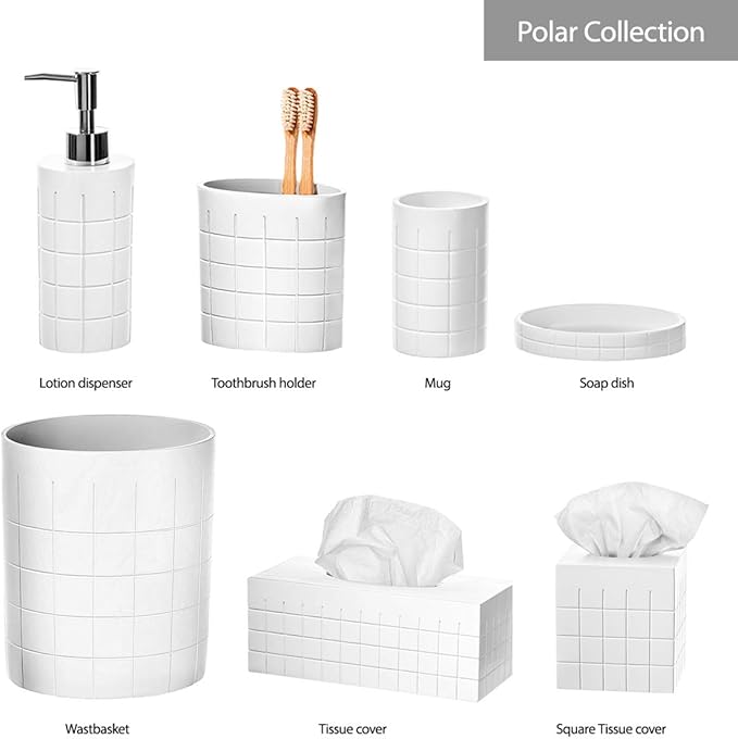 Creative Scents Polar White Small Bathroom Trash Can 1.58 Gal / 6L - Small Oval Waste Basket for Bathroom - Space Friendly Wastebasket Garbage Can for Powder Room Bedroom or Living Room