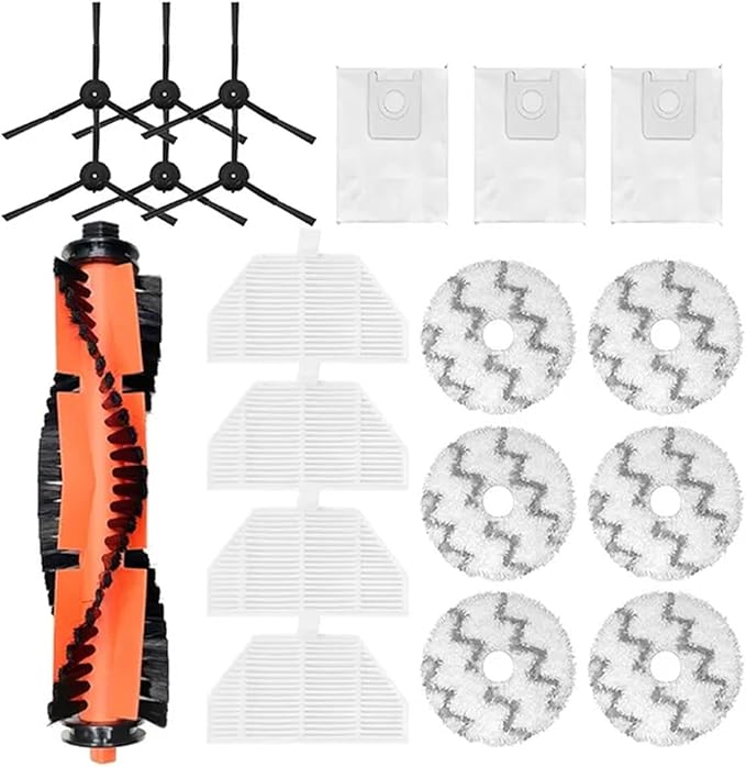 BeNtli Smart Vacuum Cleaner Spare PartsMain BrushHepa FilterDust BagSide BrushMop ClothCompatible for Roidmi Eva (Color : As Shown-25)