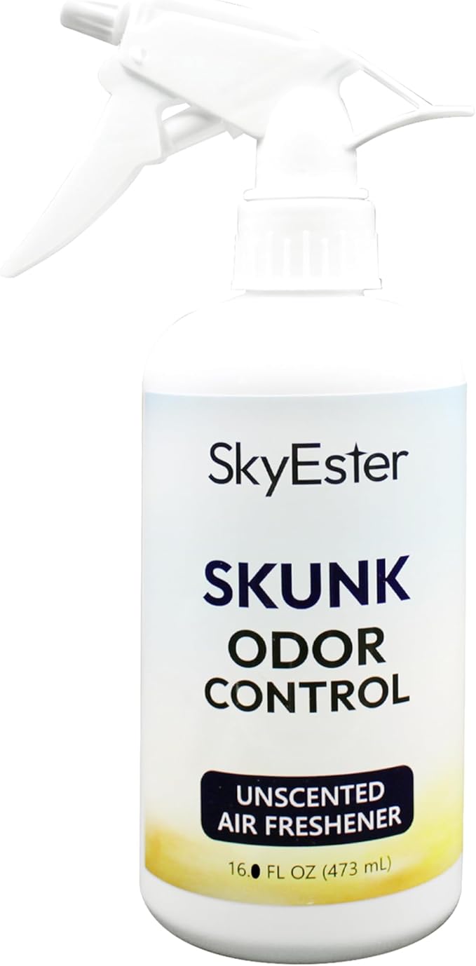 Skunk Odor Control - Unscented Air Freshener - Pet-Safe Odor Eliminator Spray - Instant and Non-Irritating - Colorless Formula for Stain-Free Odor Removal - Safe for Home and Pet Areas