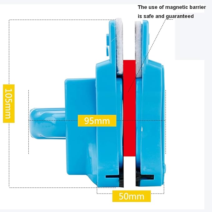 Outside Magnetic Window Cleaner Window Cleaner Wipers Home Double Side Window Cleaner 4-30Mm Adjustable Force Ultra-Strong Both Side Glass Surface Cleaning Brush Wiper Tools with Ergonomic Handle D