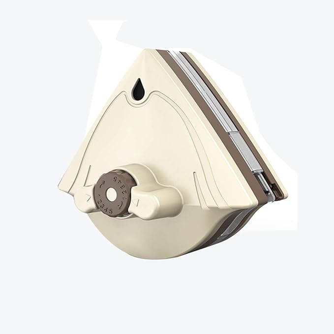 Magnetic Window CleanerTriangles Shape Double-Side Magnetic Window Cleaner Glass Wiper Cleaning Brush Adjustable Magnet Force (Beige 5~25mm)