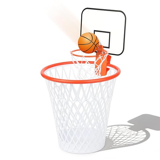 Basketball Hoop Trash Can Set (Included 1pc Wastebasket bin and 1pc Flat Free Ball) for Boys Room Decor- Christmas Gift and Birthday Gift for Boys-Garbage Can Set for OfficeBasketball Party