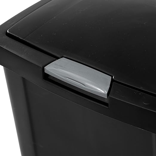 Sterilite 13 Gallon TouchTop Narrow Plastic Wastebasket with Secure Titanium Latch for Kitchen Bathroom and Office Use Black (8 Pack)
