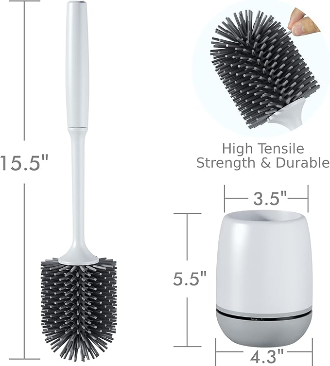 Toilet Brush 2 Pack Toilet Bowl Brush and Holder with Ventilated Holder Bathroom Accessories Toilet Bowl Cleaners with Silicone Bristles Cleaning Supplies Toilet Cleaner Brush for Deep Cleaning