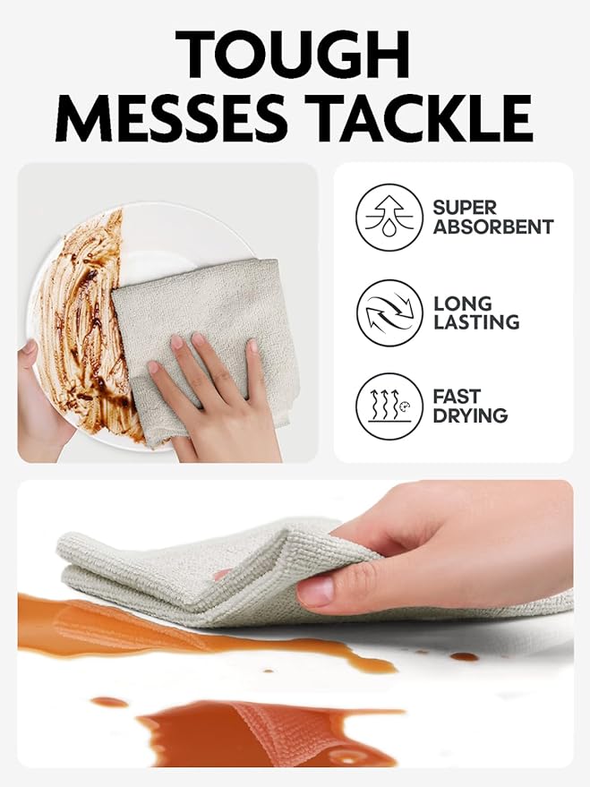 Fantasticlean Microfiber Cleaning Cloth Roll -75 Pack Tear Away Microfiber Towels 12 x 12 Reusable Washable Scratch Free Ultra Absorbent Dishcloth for All-Around Cleaning Supplies (Cool Grey)