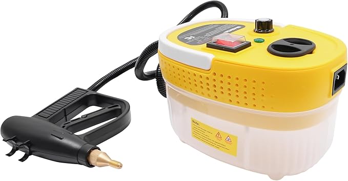 110V 2500W Portable Steam Cleaner High Temp High Pressure Compact Cleaning Machine Handheld Steam Cleaner with 3 Brushes for Home Kitchen Garage Garden (Yellow)