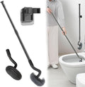 Wall Mounted Long Handle Toilet Brush Set with Holder and 2 Brush Heads Silicone and Stiff Bristle Toilet Bowl Scrubber Bathroom Brush Cleaning Tool for Home