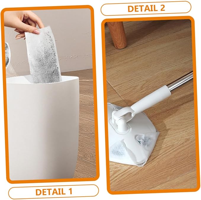 Convenient Household Dust Mop for Floor Cleaning Rotatable Triangular Electrostatic Mop Head No-wash Design for Hardwood Tile Laminate and Concrete Surfaces White Extendable Handle