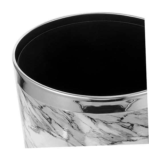 VOSAREA Marble Pattern Trash Bin Waste Basket for Bathroom Bedroom Office Kitchen Easy to Clean Stylish Design for Spaces