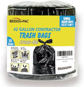 Contractor Heavy Duty Trash Bags 42 Gallon | 26 Count | 3 MIL | 32.8 X 46 | Large Black Flap Tie Construction Garbage Bags for Business Home Commercial Industrial Storage Outdoor