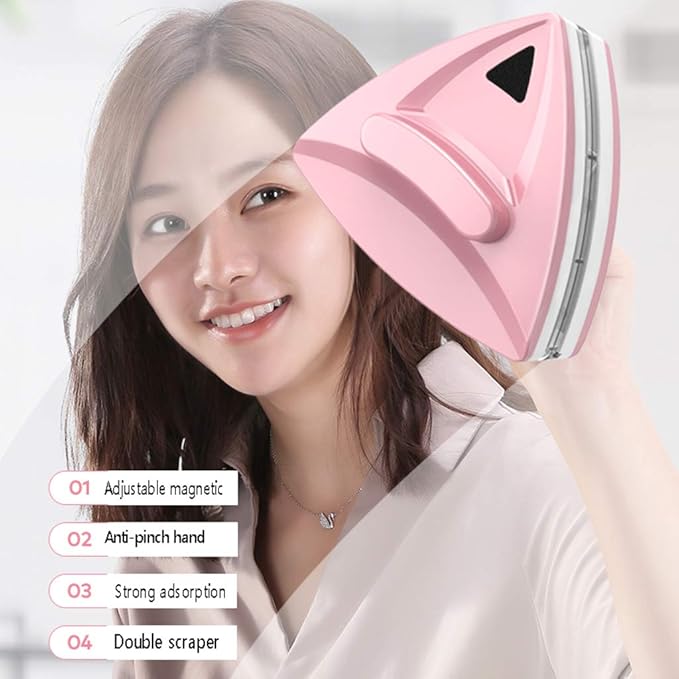 Window Cleaner Wipers Magnetic Window Cleaner 5-Speed Adjustable Magnet Force The Window Clean Brush with Ergonomic Handle Design with Lanyard is Attached