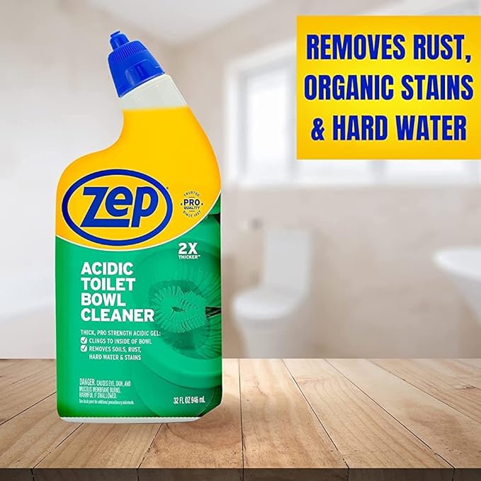 Zep Acidic Toilet Bowl Cleaner - 32 oz (Case of 4) - ZUATBC324 - Experience the Ultimate Cleaning Power with Our 2x Thicker Clinging Formula Designed to Deliver a Professional-Quality Clean