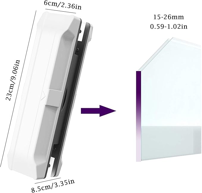 Upgrade Magnetic Window Cleaner Double Side Glass Wiper Cleaner for Single or Double Glazed Window 0.1-1.2 Indoor &amp Outdoor Glass Washing Cleaning Tool Brush (White(Single Glass 0.3-0.6))