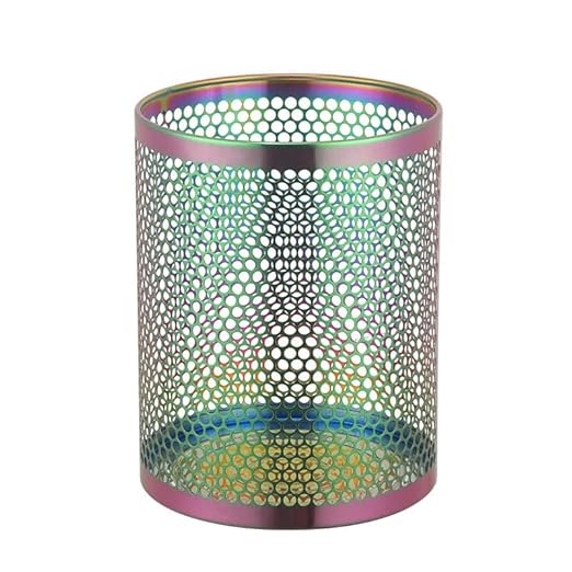 Buyer Star Metal Mesh Trash Can 9.25 Inches Small Wastebasket Mini Stainless Steel Waste Paper Basket for Office Home Kitchen Bedroom &amp Bathroom Rainbow