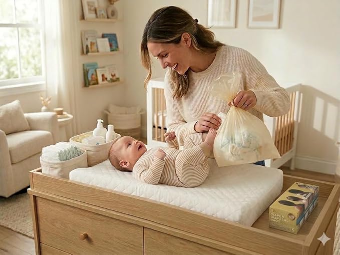 BOS Odor-Sealing Dirty Diaper Trash Bags - Scent &amp Smell Free (Color: Cream Yellow) (Pack of 2)