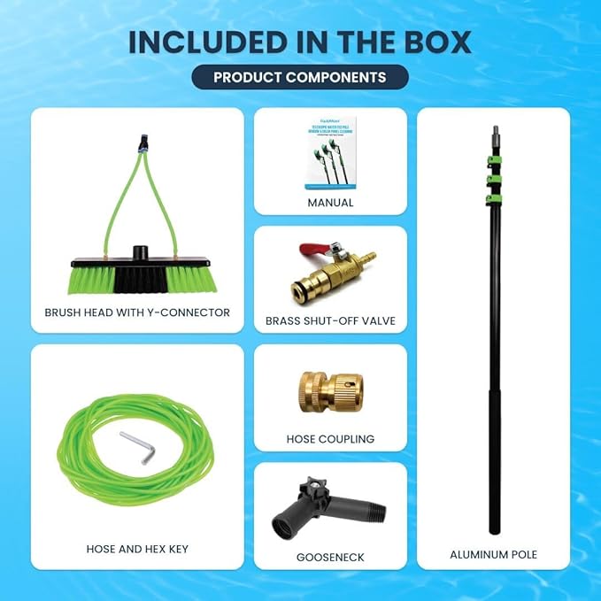 Lightweight 20 Feet Solar Panel Cleaning Brush &amp Pole Water Fed Pole Kit Window Cleaner &amp Solar Panel Cleaning System Washing Equipment Tool Solution