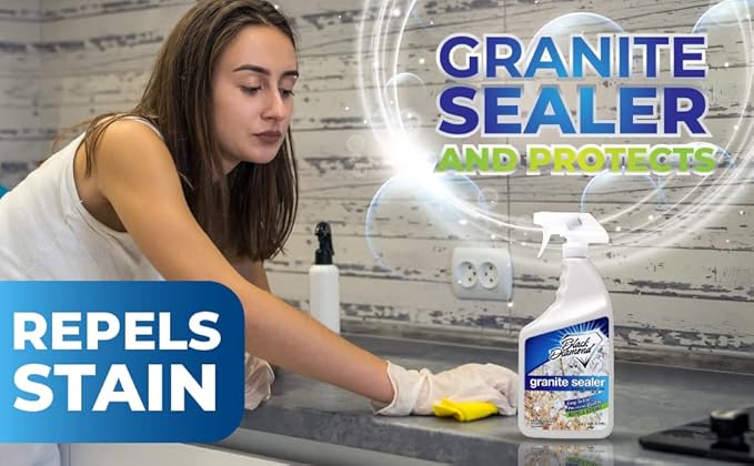 Black Diamond Stoneworks GRANITE PLUS! 2 in 1 Cleaner &amp Sealer for Granite Marble (1-G1-QT) Granite Sealer: Seals and Protects Granite Marble. 1-QT