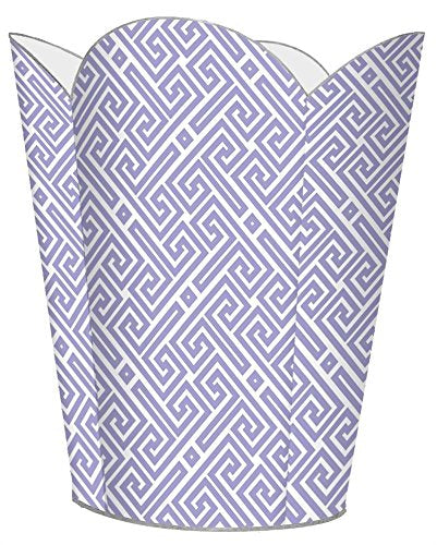 Marye-Kelley WB2657 - Lavender &amp White Fret Pattern Wastepaper Basket