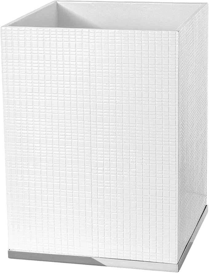 Creative Scents Estella Waste Basket for Bathroom 1.98 Gal / 7.5L - Small White Bathroom Trash Can - Decorative Small Garbage Can - Durable Space Friendly Wastebasket