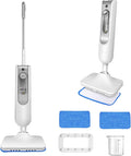 2-in-1 Steam Mop Hard Floor Cleaner with 2 Modes &amp 2pcs Washable Pads Safe for All Sealed Hard Floors like Tile Hardwood Stone Laminate Vinyl &amp More 16ft Cord 13.5Oz Tank White