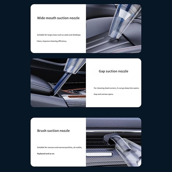Portable Car Vacuum Rechargeable Car Machine Technology Small Design ABS Texture for Travel Use