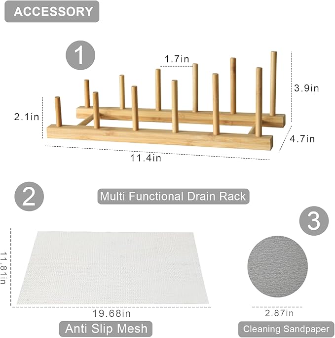 Large Stone Dish Drying Mat for Kitchen CounterEquipped Dish Rack Diatomaceous Earth Material Foldable and Super Absorbent Dish Drying Pad Suitable for Tableware Bottles and Cup (Grey 24×16 IN)