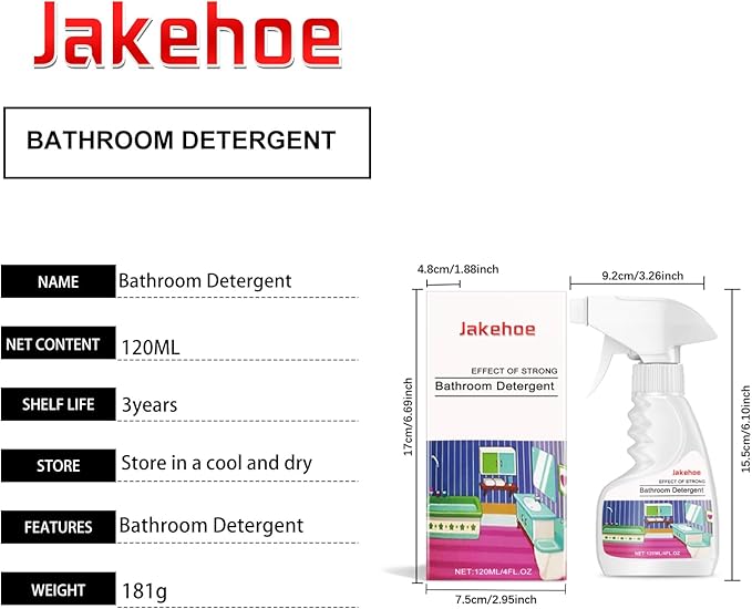Bathroom Detergent Spray 4 FL OZ Glass and Tile CleanerBathroom Cleaning Water Stain Cleaning