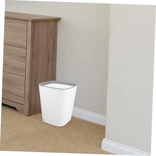 NUOBESTY Slim White Trash Can for Narrow Spaces Large Capacity Office Waste Basket Easy to Clean Design for Bathroom Bedroom Use