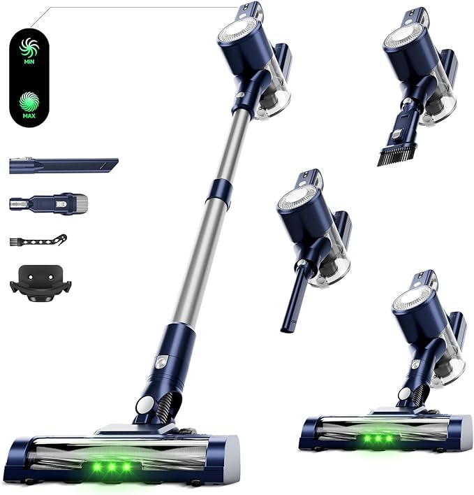 KIKETECH Cordless Vacuum Cleaner Stick Vacuum Cleaners for Home Handheld Vacuum Cleaners for Home for Pet Hair/Carpet/Floor (Grey Blue)