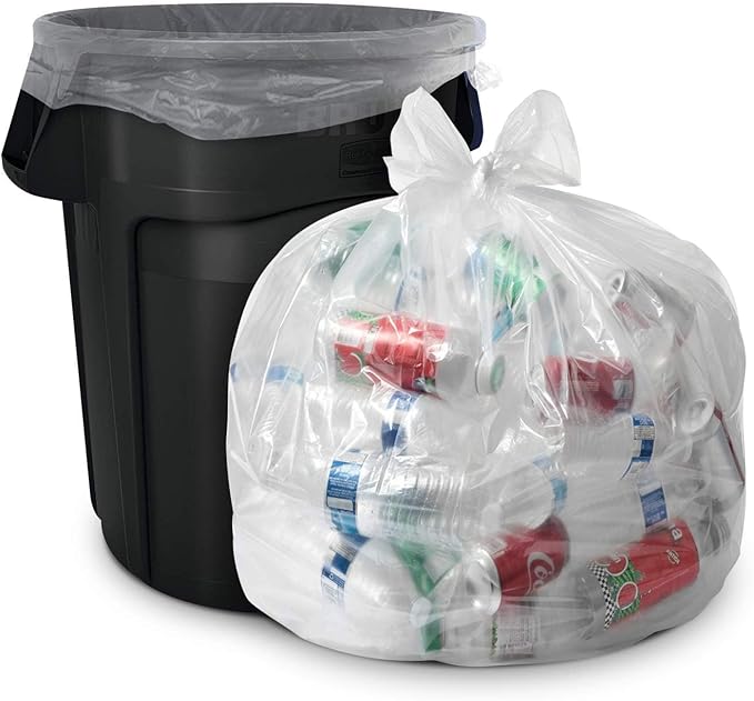 Commander 12-16 Gallon 0.4 MIL Clear Heavy Duty Garbage Bags - 24 x 31 - Pack of 500 - For Contractor Janitorial Industrial &amp Commercial