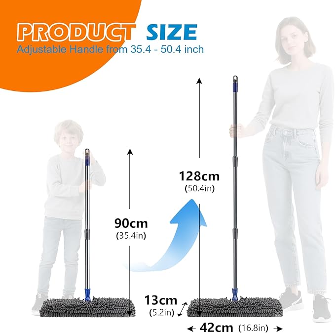 Mops for Floor Cleaning Masthome Flat Dust Mop with 4 Reusable Pads 2-Sided Microfiber Dust Mop for Wet &amp Dry Use Flat Flip Mops for Hardwood Laminate VinylKitchen Tile -1 Scraper