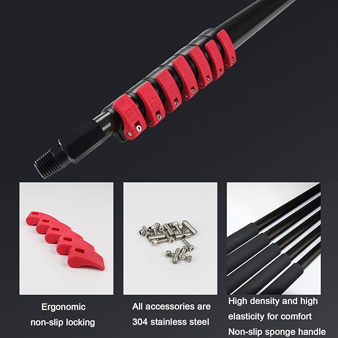 3.6m~10.8m Extendable Water Fed Pole Kit Window Cleaner Brush Professional Solar Panel Window Cleaner Telescopic Window Glass Cleaning Brush3.6M/12FT