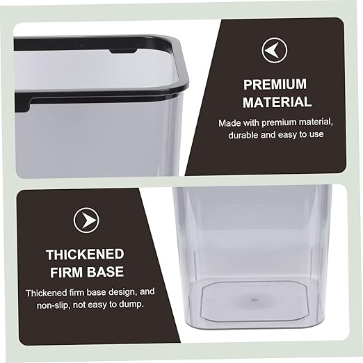 Square Trash Can 8 Gallon Waste Bin Plastic Wastebasket for Bedroom Bathroom and Office Use