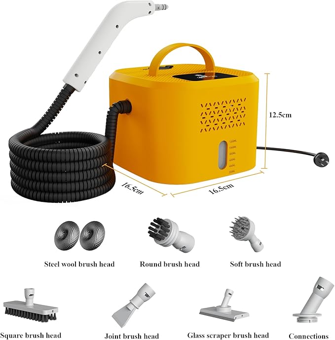1500W Powerful Handheld Steam Cleaner With 6 Attachments - 30 Mins Runtime 1200mL Tank For Deep Cleaning Upholstery Car Kitchen Tile And Grout - Chemical-Free100 Celsius Steam (110V)