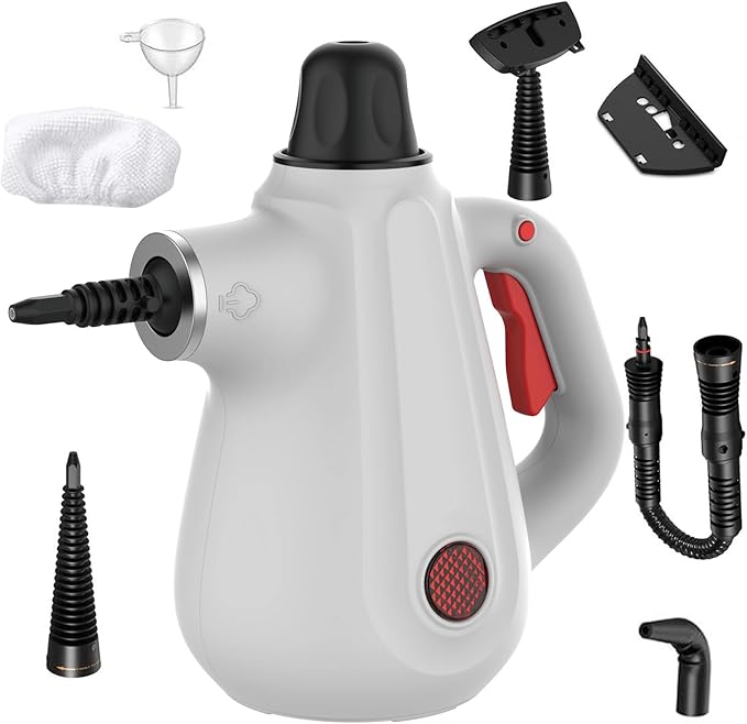 Steam Cleaner Deep Cleaning Multi-Surface Handheld Steam Cleaner with Steam Lock Button &amp 16 PCS Accessories 100% Natural Portable Steamer for Cleaning Home Car Bathroom Kitchen Grout Tile Windo