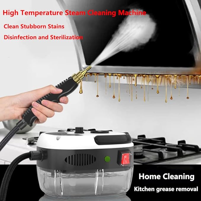 2500W High Pressure High Temperature Steam Cleaner Portable High Pressure Steam Cleaning Machine Powerful Handheld Home Use Steam Cleaner for Kitchen Grease Furniture Bathroom Car (White)